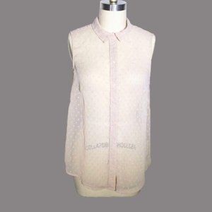 H&M Blush Pink Sheer Swiss Dot Sleeveless Blouse